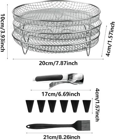 Шарова стійка для аерофритюрниці Konesky, кошик для фритюрниці з нержавіючої сталі, аксесуари для аерофритюрниці, штабельовані, решітки дегідратора для духовки, мікрохвильова піч, випічка, смаження, Konesky6951, 3-
