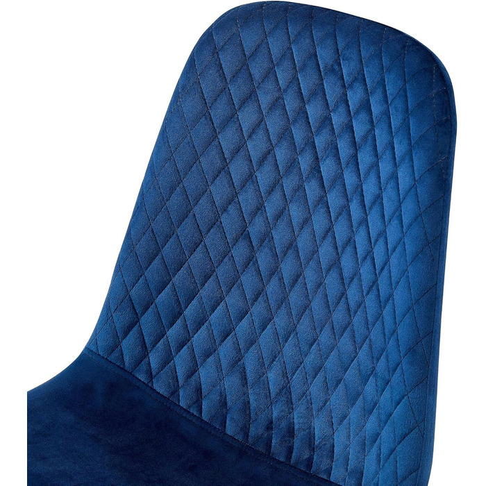 Обідній стілець CLP Giverny, оббитий оксамитом, тканинний стілець з декоративною строчкою та захисними накладками на підлогу, вантажопідйомність до 150 кг, колір синій, матеріал оксамит.