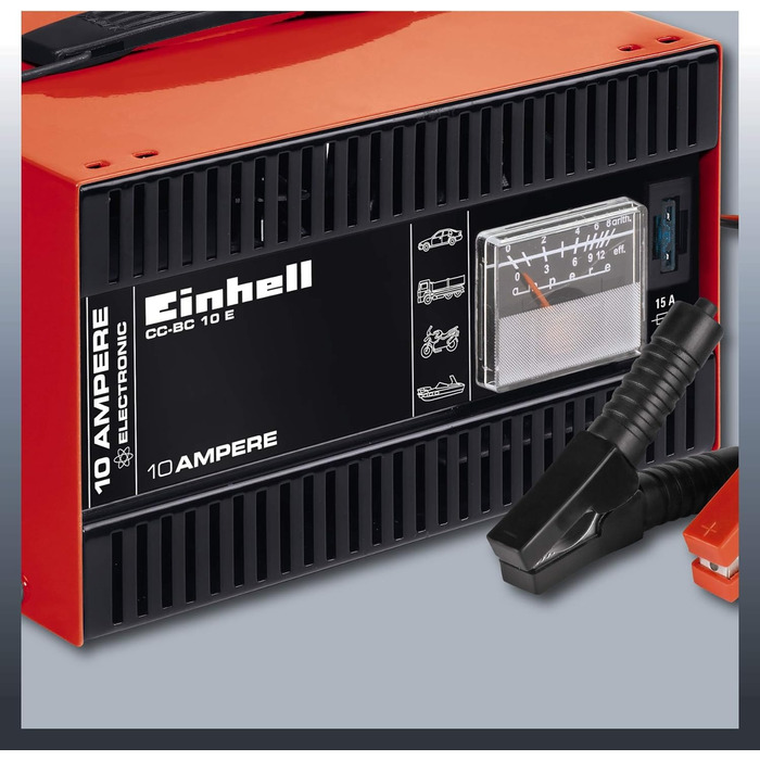 Зарядний пристрій Einhell CC-BC 10 E (12 В, ф. акумулятори від 5-200 Ач, зарядна електроніка, корпус з листової сталі, вкл. зарядн