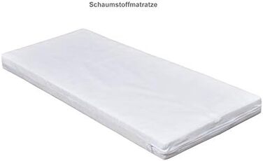 Дитяче ліжечко Baby Delux 60x120 біло-сіре з матрацом ведмежий мотив з перекладинами