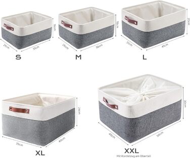 Ткані коробки для зберігання Mangata, полотняний органайзер, комплект із 3 предметів для одягу, іграшок, полиць (холодно-сірий, середній) 3 предмети M