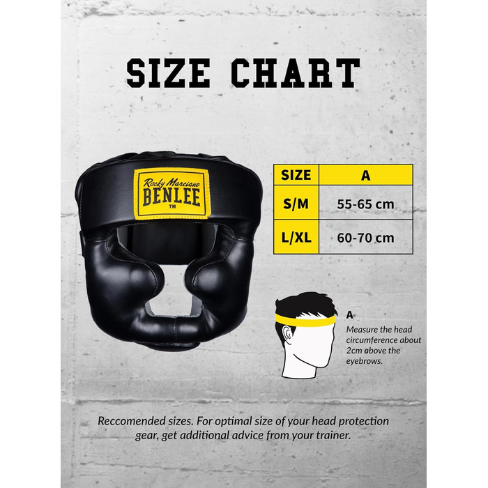 Захист голови BENLEE Rocky Marciano, повний захист, чорний, розмір S/M, одинарний