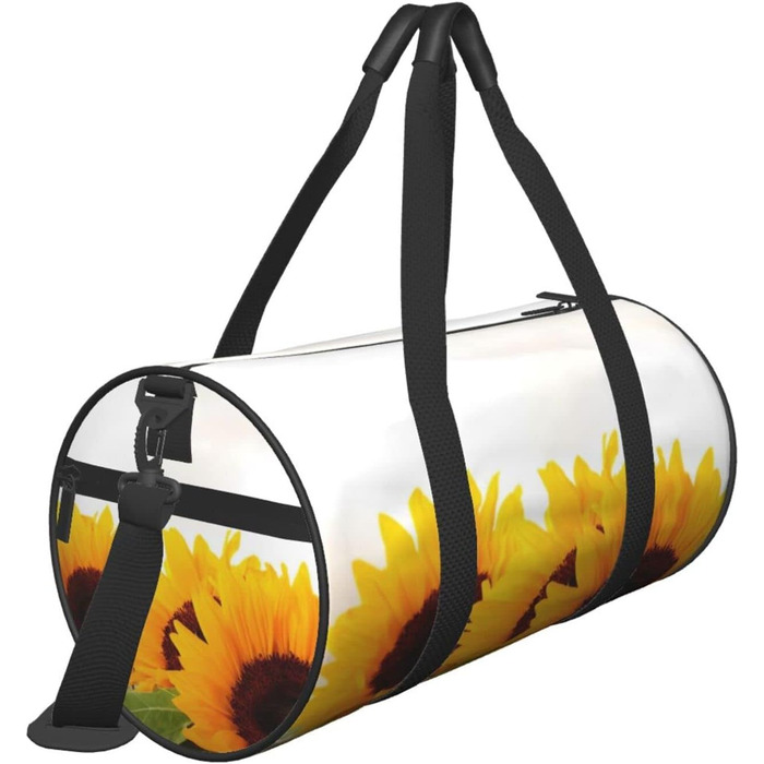 Спортивна сумка, дорожня сумка, сумка для подорожей, з принтом соняшників на дерев'яній текстурі, сумка на нічліг, чорна, універсальний розмір