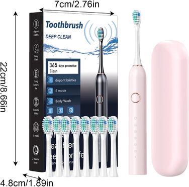 Електричні зубні щітки Dtaigou для подорожей, акумуляторні зубні щітки з футляром, електричні зубні щітки - глибоке чищення 40 000 VPM, 6 режимів, зубна щітка, дорожній кейс в комплекті