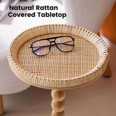 Стіл для напоїв, ротанг, круглий маленький приставний столик для невеликих приміщень, круглий приставний столик у стилі бохо, журнальний столик з ніжками з масиву дерева для вітальні, туалетний столик для спальні, кутові столики