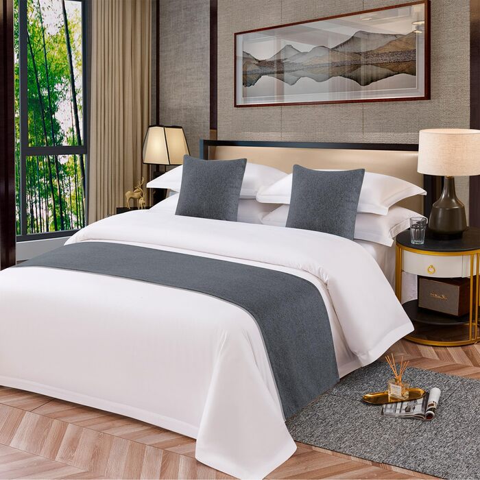 Доріжка для ліжка OSVINO, серія Однокольорова, поліестер, вінтажний декор для вітальні, темно-сірий 180 x 48 см для ліжка 180 см, темно-сірий 180 x 50 см для ліжка 120 см