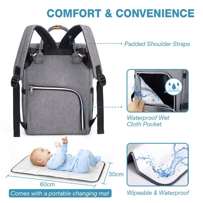 Дитячий пеленальний рюкзак пеленальна сумка з пеленальним килимком багатофункціональна сумка великої місткості дитяча сумка дорожн