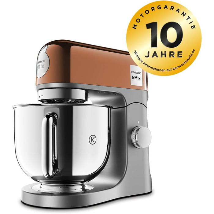 Кухонна машина Kenwood kMix Editions KMX760GD, чаша з нержавіючої сталі 5 л, система безпеки Safe-Use, металевий корпус, 1000 Вт, кондитерський набір з 3 предметів та захисний екран, Rose Gold