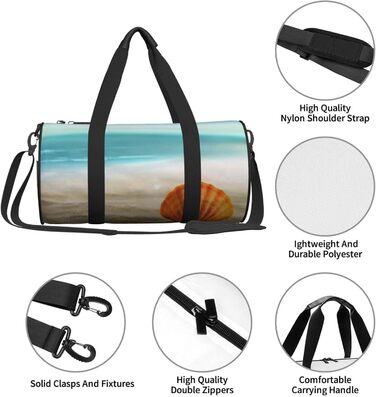 Спортивна сумка, дорожня сумка, пляжна сумка з мушлевим принтом, сумка для ночівлі, чорна, універсальний розмір, сумка для подорожей