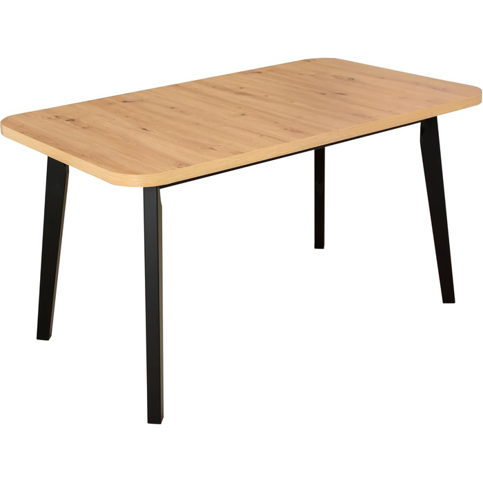 Розсувний овальний обідній стіл - кухонний стіл - дерев&39яні ніжки чорного кольору - стільниця з оздобленням Artisan - сучасний стиль - розрахований на 6-8 осіб, 80 x 140-180 см, Artisan, чорний