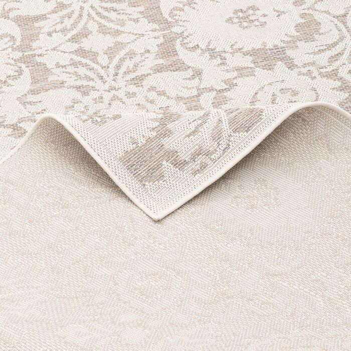 Сучасний килим плоского плетіння Оттава Сучасний дизайн Стійкий до атмосферних впливів, легко чиститься 80 х 150 см Бежеве бароко