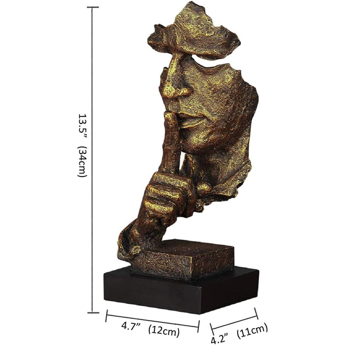 Мовчання золоте - Ручна робота Мовчання Чоловіки Статуї Смола Абстрактна скульптура Офіс Домашній декор Фігурка Подарунок - Мовчання, Золото Мовчання - Золото