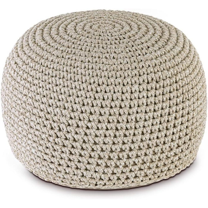 Пуф-подушка Ø55 H37 з мохеровим сидінням, пуф/табурет, можна прати та наповнювати, бежевий/білий