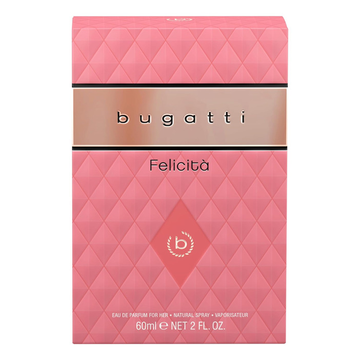 Жіночі парфуми bugatti Felicit Eau de Parfum 100 мл Квіткові жіночі парфуми з літніми нюансами бергамоту, троянди, макадамії, мускусу та сандалового дерева Жіноча парфумерна вода для жінок, квітковий та свіжий рожевий