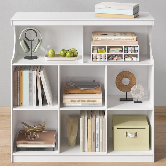 Книжкова полиця Hzuaneri, 8-полицьова книжкова шафа, полиця для зберігання, офісна полиця, окремостояча полиця для спальні, вітальні, кабінету та офісу 30 x 100 x 100 см, біла BC33203X
