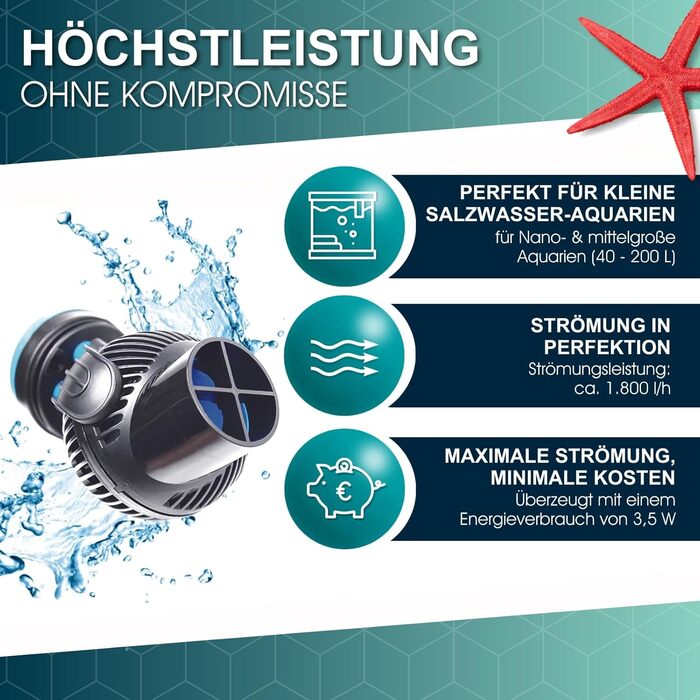 Циркуляційний насос Tunze Turbelle nanostream 6015 I Насос з витратою 1800 л/год I Пропелерний насос з магнітним тримачем та безшумним затискачем для скла товщиною до 12 мм I Водяний насос для акваріумів
