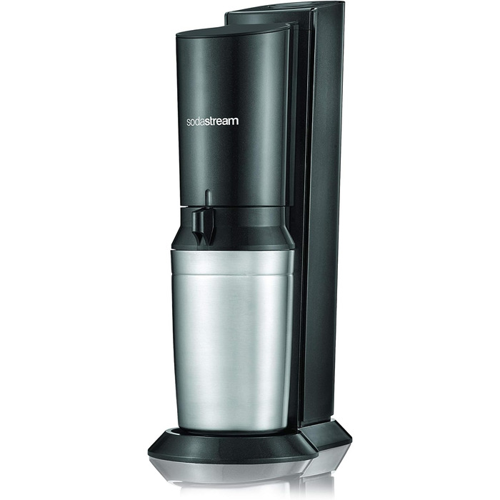 Зі скляною пляшкою для газованої води, яку можна мити в посудомийній машині, включаючи 1 циліндр і 1 скляний графин 0,6 л Колір титан/срібло, матова сталь, титан/срібло 130 см З 1 графином, 2.0