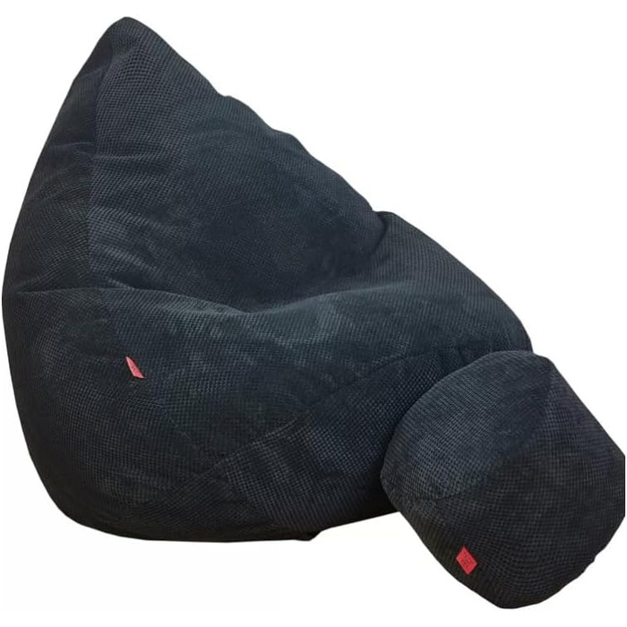 Крісло-мішок з пуфом, чорний, 95x95x120 см - XXL Крісло-мішок для дорослих з наповнювачем - Меблі для спальні та вітальні - Оксамитові крісла-мішки для дому - Крісло-мішок - Шезлонг, 95 x 95 x 120 см, чорний