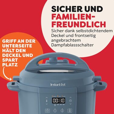 Мультиварка Instant Pot 7-в-1, 5.7 л розумна скороварка, Slow Cooker, рисоварка, сотейник, йогуртниця, пароварка та підігрівач страв, колір Daydream Blue