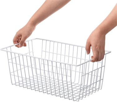 Великі кошики для морозильної камери SANNO, металеві, кошики для зберігання, дротяні кошики, кошики для зберігання на кухні, у коморі, у ванній кімнаті, набір із 3 великих металевих сільськогосподарських продуктів, фруктових продуктів, 3 предмети, білий/р