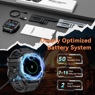 Розумний годинник для чоловіків та жінок з функцією телефону наручний годинник з Bluetooth-дзвінками, водонепроникний фітнес-трекер, розумний годинник з пульсометром, монітором сну, крокоміром, спортивний годинник для Android та iOS, чорний