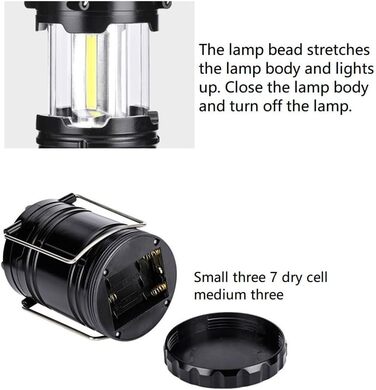 Міні COB лампа для намету світлодіодний портативний ліхтар телескопічний ліхтарик кемпінговий ліхтарик водонепроникний аварійний ліхтарик з живленням від A, 4 шт.