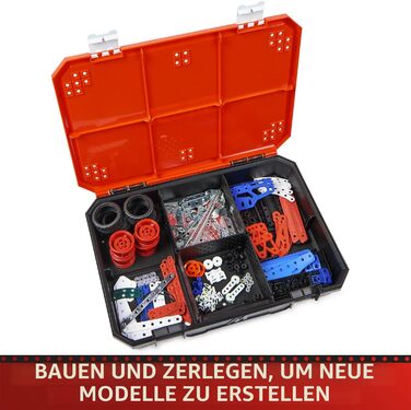 Конструктор BANDAI Meccano Baukoffer 5-в-1 транспорт, роботи, Ейфелева вежа 437 деталей, інструменти та інструкція, ігровий набір для дітей від 10 років, APM20106