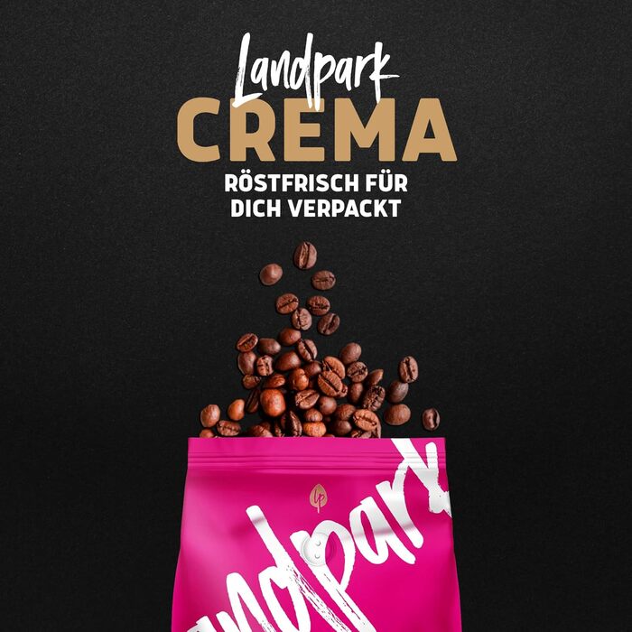 Органічна кава Crema Landpark 500 г (2 шт.) - 100 арабіка в зернах - Середнє обсмаження - Кава з низькою кислотністю - Fair Trade 500 г (2 шт.)