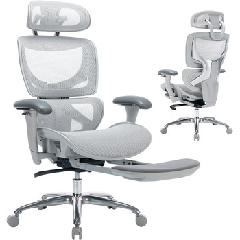 Ергономічне офісне крісло преміум-класу COLAMY з висувною підставкою для ніг регульований