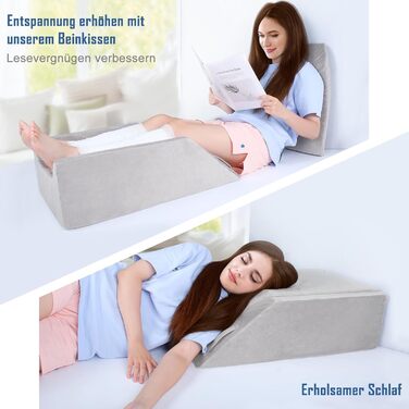 Подушка для підняття ніг INFANZIA з піни з ефектом пам&39яті, ергономічна подушка для підняття ніг, підйом стоп, подушка для підтримки колін, подушка для лімфодренажу для полегшення двоногості (з обох боків)