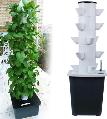 Стручків Hydroponics Tower Garden Система гідропонного вирощування Набір для аеропоніки для вирощування фруктів і овочів із зволожуючим насосом Адаптер Сітка Горщики Таймер для, 30