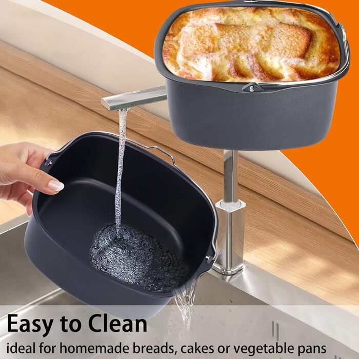 Форма для випічки Yetaha HD9925/00, аксесуари для випічки у фритюрниці 17,5*16,5*7 см для випічки Turbostar, можна мити в посудомийній машині з антипригарним покриттям, місткість 0,8 кг