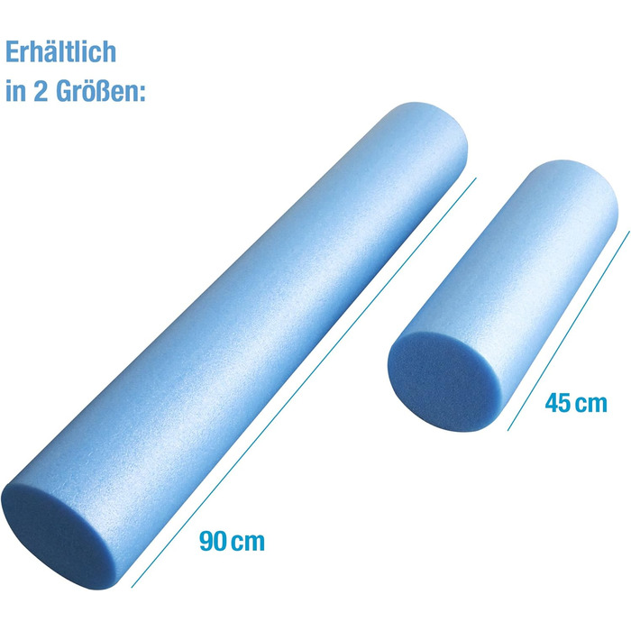 Ролер для пілатесу/йоги Grevinga синього кольору 90 см завдовжки 15 см діаметром твердий в комплекті з плакатом з вправами