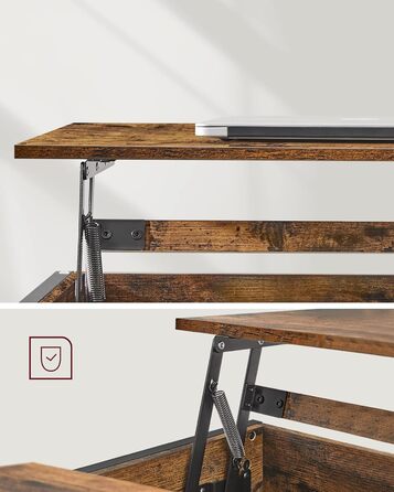 Журнальний столик VASAGLE, стіл для вітальні з регульованою висотою, журнальний столик, відкрите та приховане місце для зберігання, X-подібні стійки, 60 x 100 x (48-62) см, вінтажний коричнево-чорний LCT205B01 60 x 100 x (48-62) см Коричневий