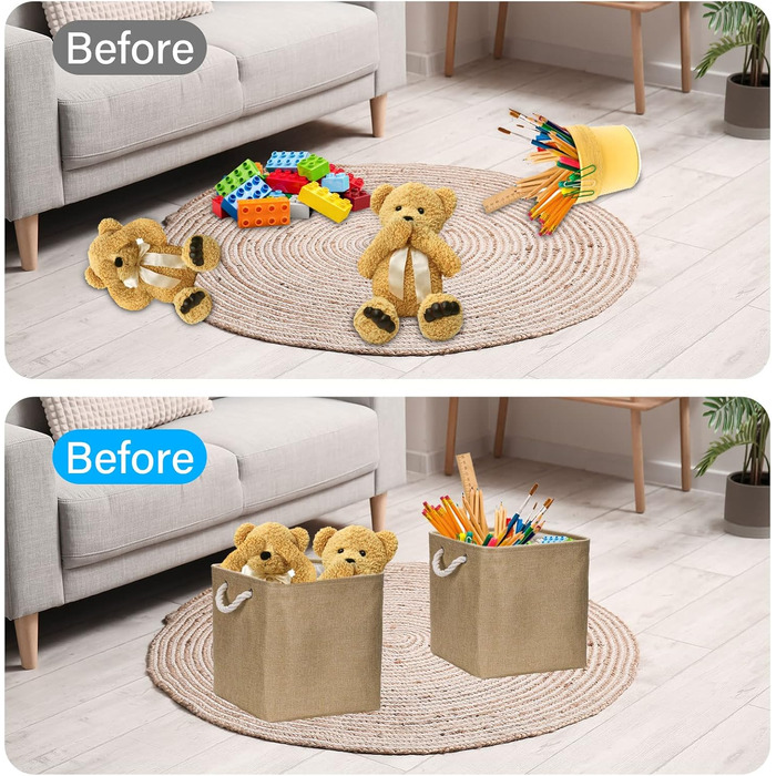 Коробка для зберігання, складна коробка (4 шт.) 30x30x30 см тканинний кошик для одягу, іграшок та інструментів (хакі)