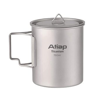 Титанова каструля, чашка 750 мл з кришкою, складна ручка, портативна, легка, для кемпінгу та пікніків на свіжому повітрі (каструля 750 мл)