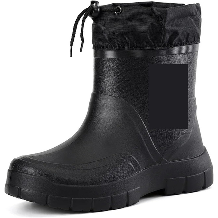 Чоловічі гумові чоботи, гумові чоботи середньої висоти, водонепроникні, робочі чоботи, рибальські чоботи, чоловічі гумові черевики, теплі, чорний оксамит, розмір 42 EU