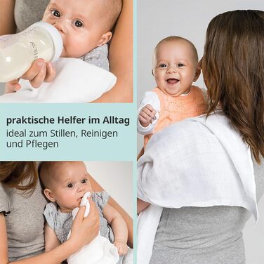 Муслінові пелюшки MAKIAN 10 шт. , 80x80 см, перевірено Oeko-TEX Standard 100, 10 пелюшок від відрижки преміум якості - пелюшки з п