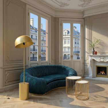 Дизайнерська торшерна лампа Kare Design Loungy Gold сталевий каркас, металевий плафон, цоколь E27, сучасний стиль для вітальні (без лампи)