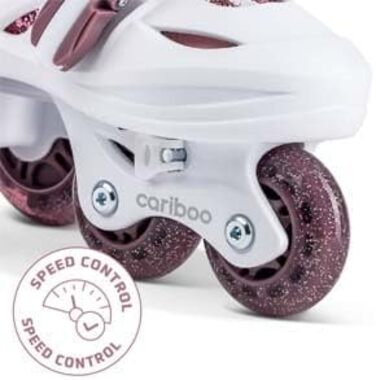 Роликові ковзани Cariboo для дітей, роликові ковзани для початківців, регульовані, 2 розміри, з навчальними колесами, блискучий дизайн, роликові ковзани для дівчаток, стиль балерини, розмір S (31-35), рожево-сливовий
