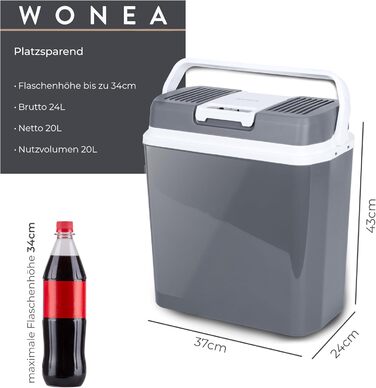 Літровий термоелектричний холодильник з USB-портом для зарядного пристрою, охолодження та обігрів 12 В/230 В, тихий кемпінговий холодильник для легкових та вантажних автомобілів, 24-