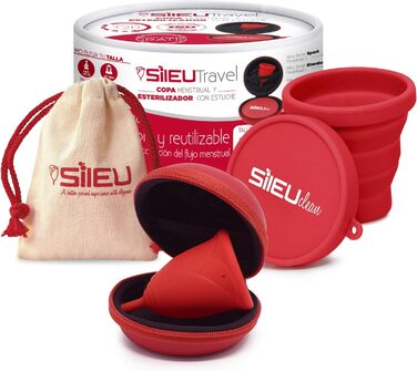 Пакет Sileu Travel Menstrument Cup Rose, стартова модель, розмір XS, червона, стандартна гнучкість червоний чохол-квітка складаний стерилізатор, червона Talla XS Standard