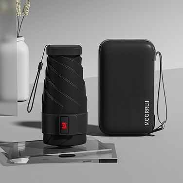 Міні-парасолька Moorrlii Travel для портмоне з чохлом, маленька, компактна, захист від ультрафіолету, сонячного світла, маленька с
