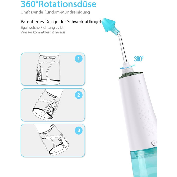 Система зрошення носа, бездротовий апарат для зрошення носа для полегшення проблем з носовими пазухами та догляду за носом, електричний неті-пот з 6 насадками та 40 пакетиками солі 300