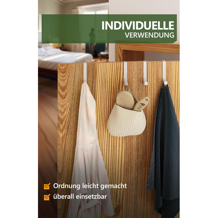 Дверні гачки 4smile - набір з 10 шт. , нержавіюча сталь - Дверні гачки для підвішування, універсальні, дверна вішалка для підвішув