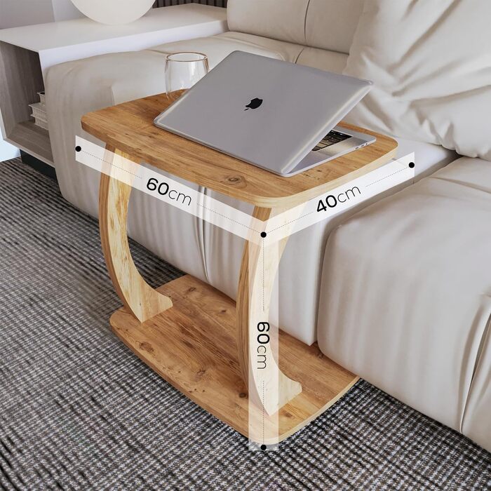 Приставний столик для дивана, з колесами, столик для ноутбука для дивана, маленький столик для вітальні, столик для дивана зі стильним дерев&39яним виглядом, маленький журнальний столик для вітальні, приставний столик, Arasta