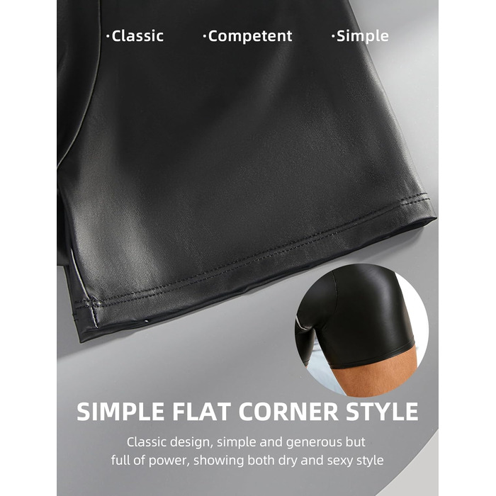 Чоловічі PU-шкіряні боксерки ohyeahlady, еротична білизна, з виступною U-подібною кишенею та блискавкою, чорний, L