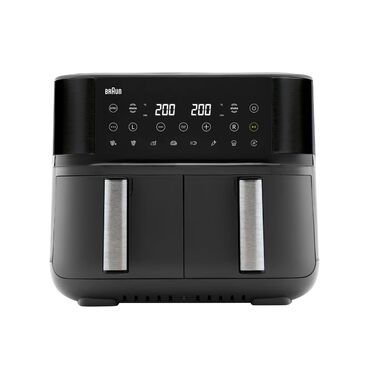 Аерофритюрниця Braun TwinCook 3 TD3030IBK, 2 камери, 8л (4л 4л), 80-200, функція Sync, 8 програм, легке очищення, 2850Вт, чорна