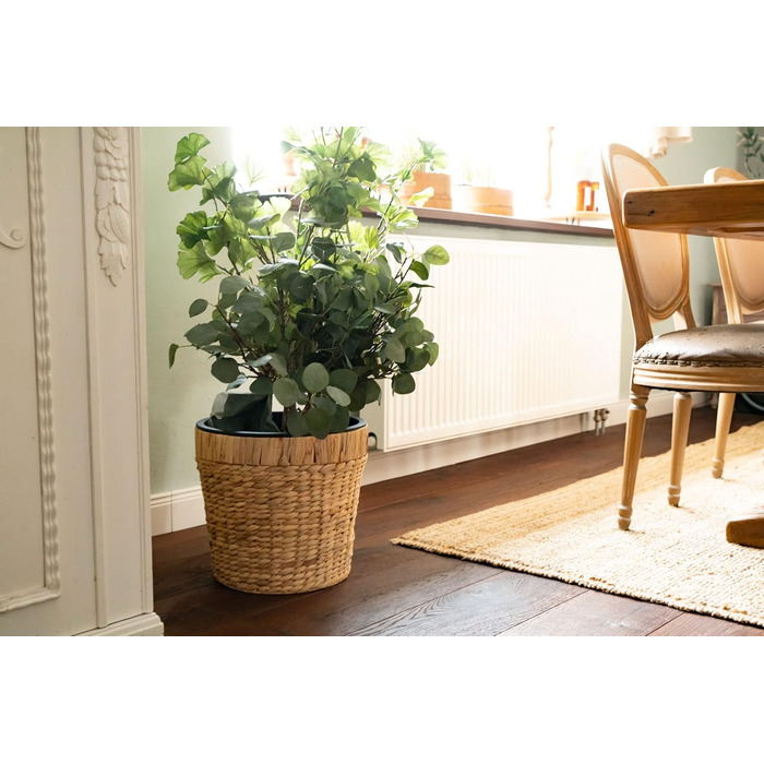 Декоративний квітковий горщик круглий, плетений з морської трави з пластиковою вставкою для посадки - горщик для рослин - 34см 1 3