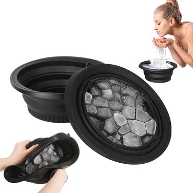 Складаний умивальник із вбудованим лотком для кубиків льоду, силіконовий крижаний складний умивальник для обличчя, охолоджувач води з льодом для обличчя для заспокоєння шкіри, зменшує набряки